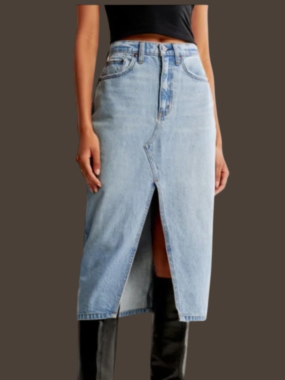 Abercrombie & Fitch Denim Midi Skirt High Rise Blue Small 28 / 6 Petite